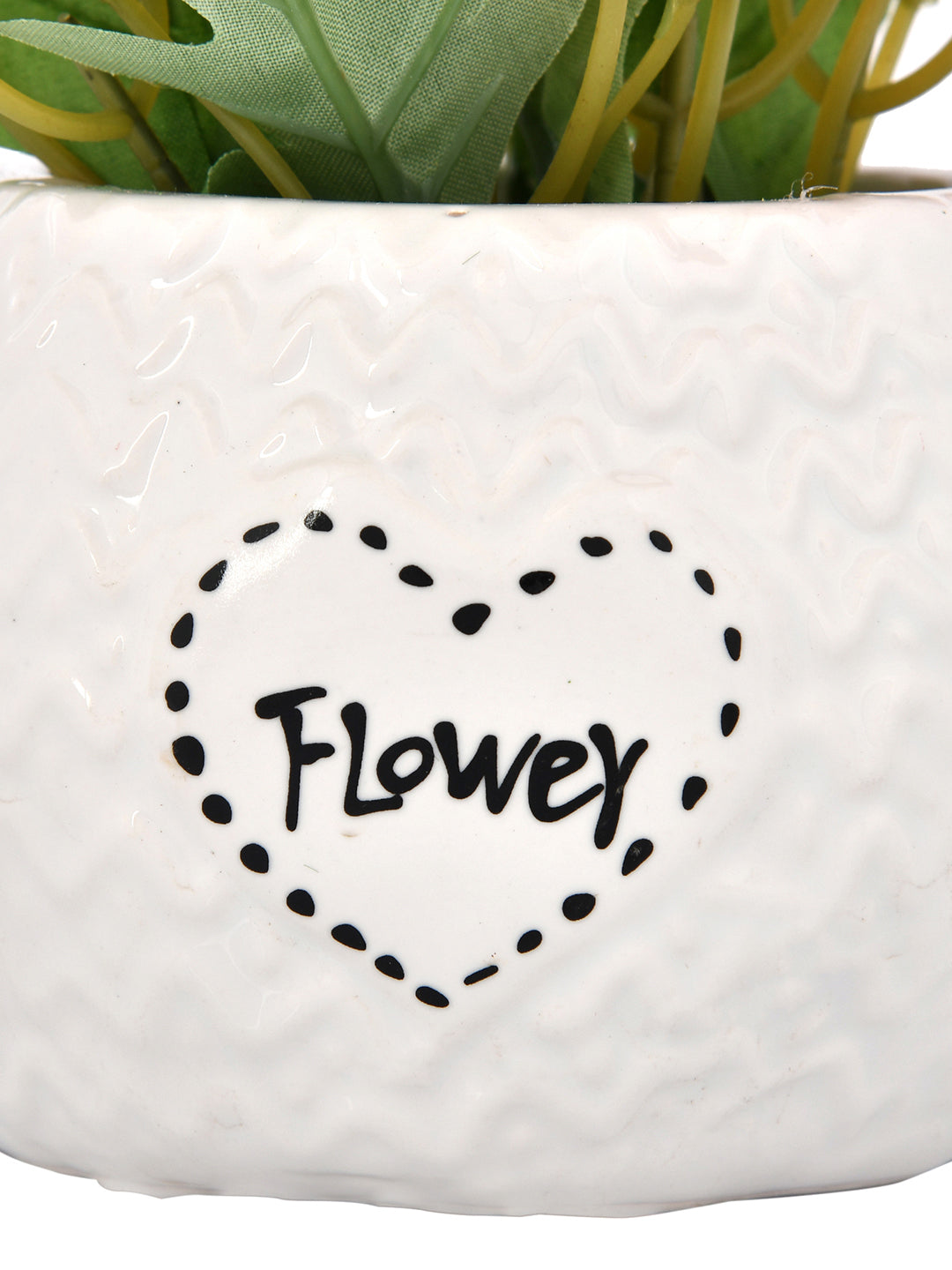 White Ceramic Pot with Pink Artificial Daisies