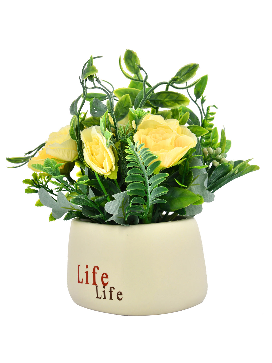 Yellow Artificial Flowers with a Modern Planter