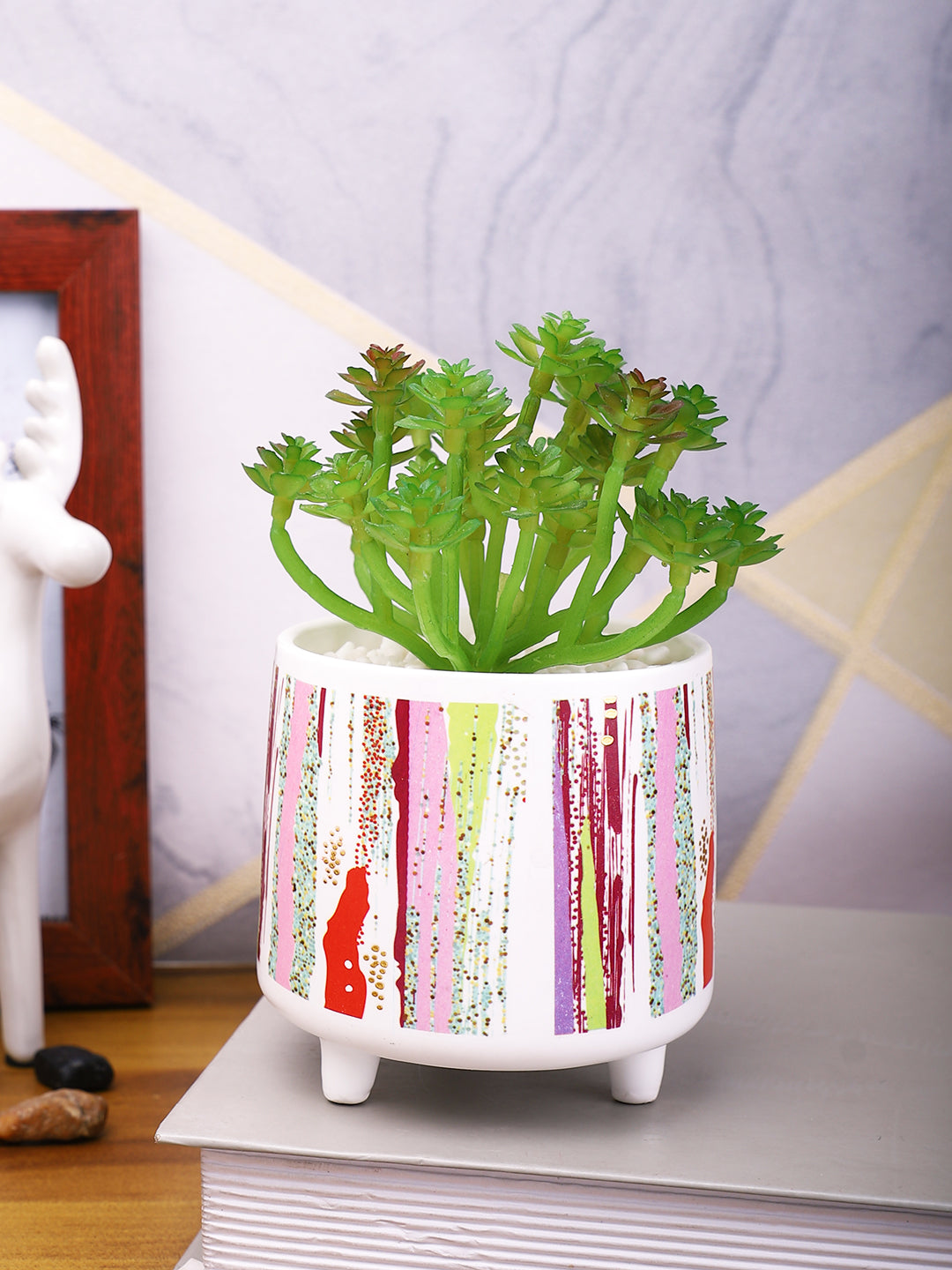 White 1 Pieces Succulent Artificial Plant With Pot