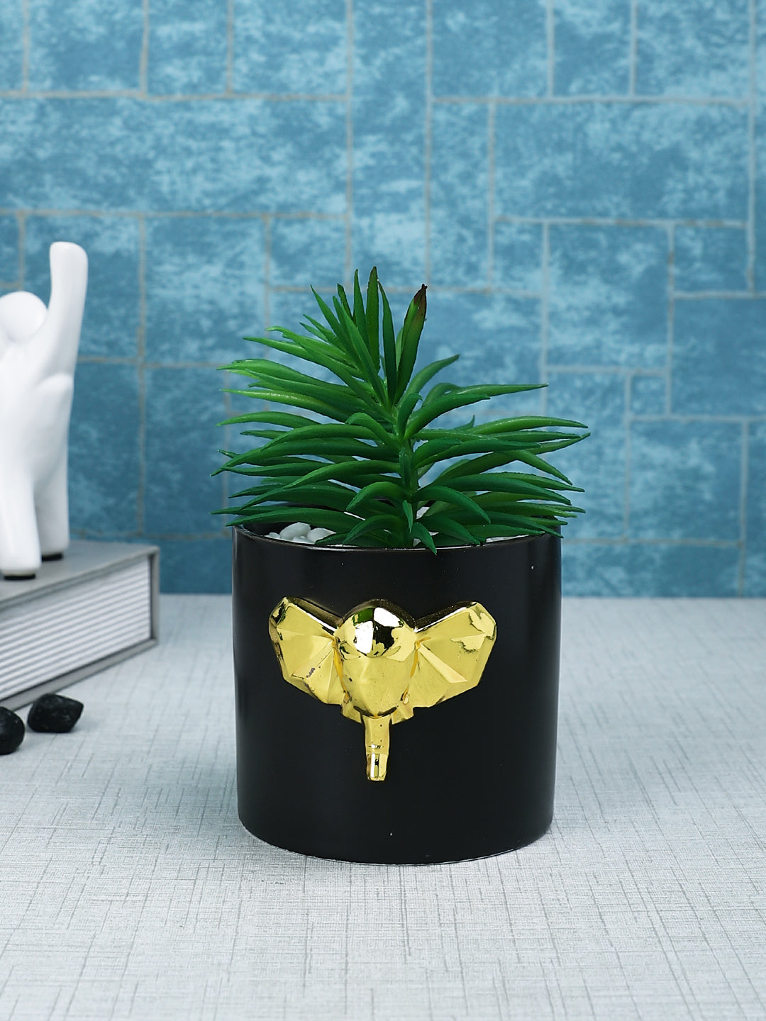 Black 1 Pieces Succulent Artificial Plant With Pot