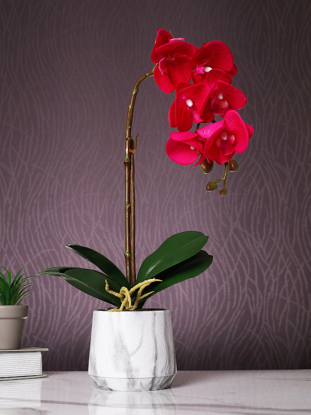White 1 Pieces Orchid Artificial Plant With Pot