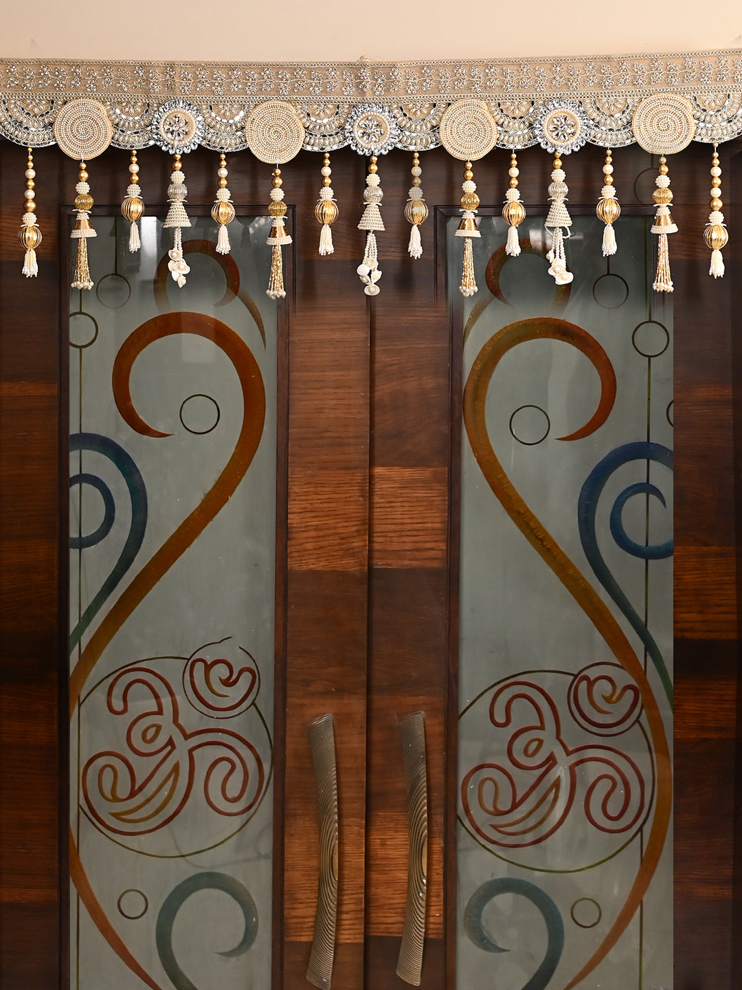 Golden & Silver Beaded Decorative Door Hanging Bandarwal with Tassels