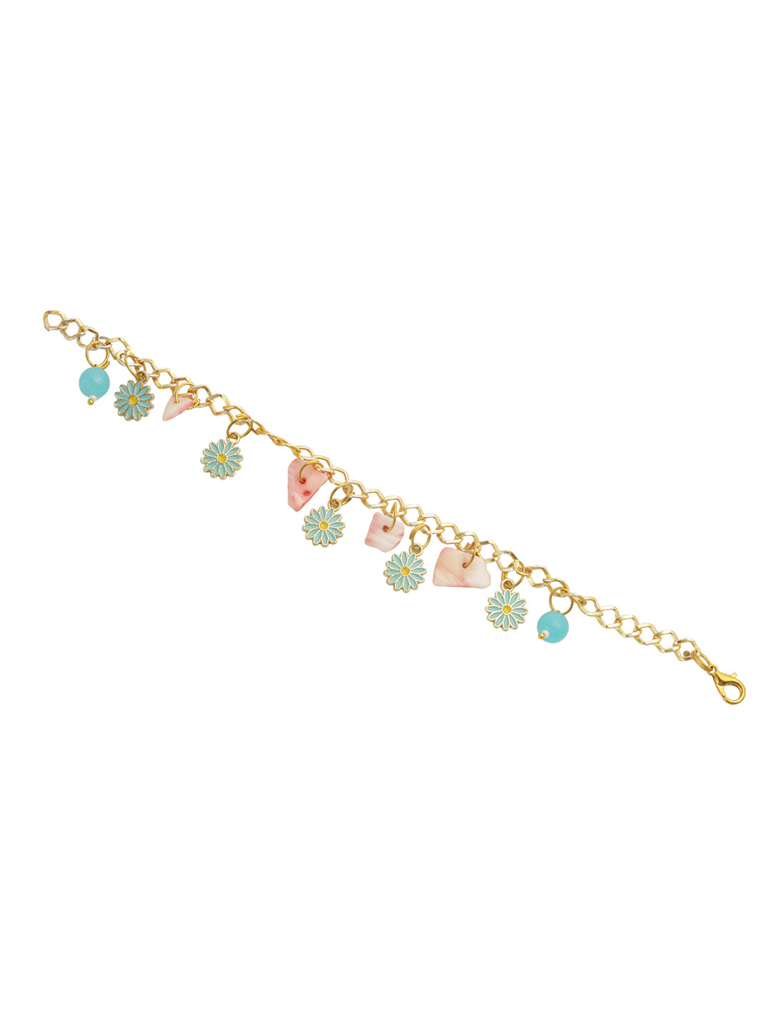 Blue & Pink Floral Charm Bracelet Rakhi