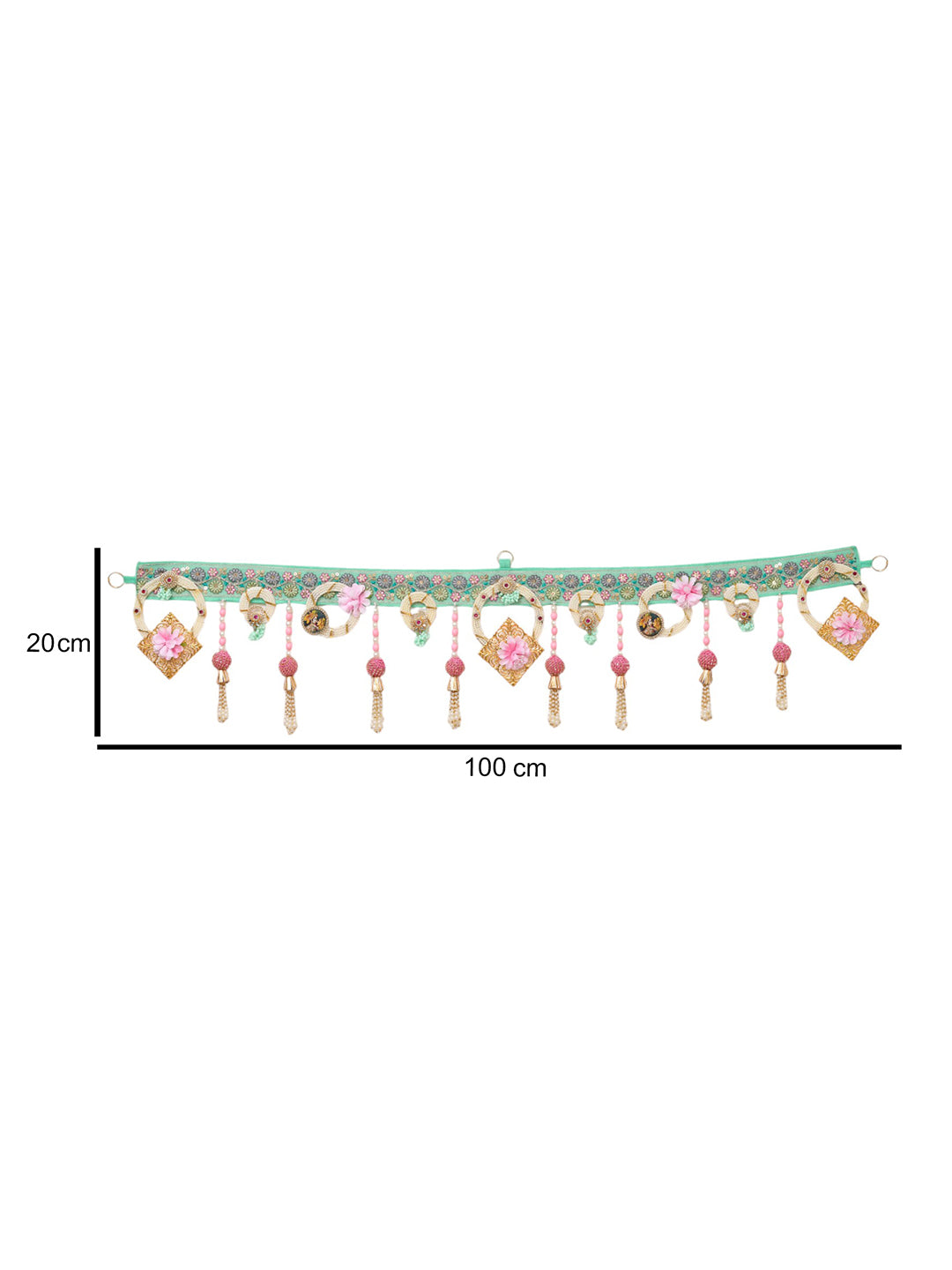 Gold Toned & Blue Embroidered Beaded Door Toran