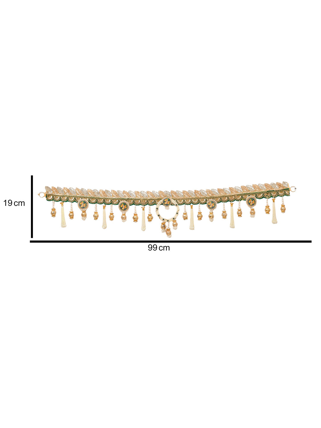 Gold Toned & White Beaded Door Toran