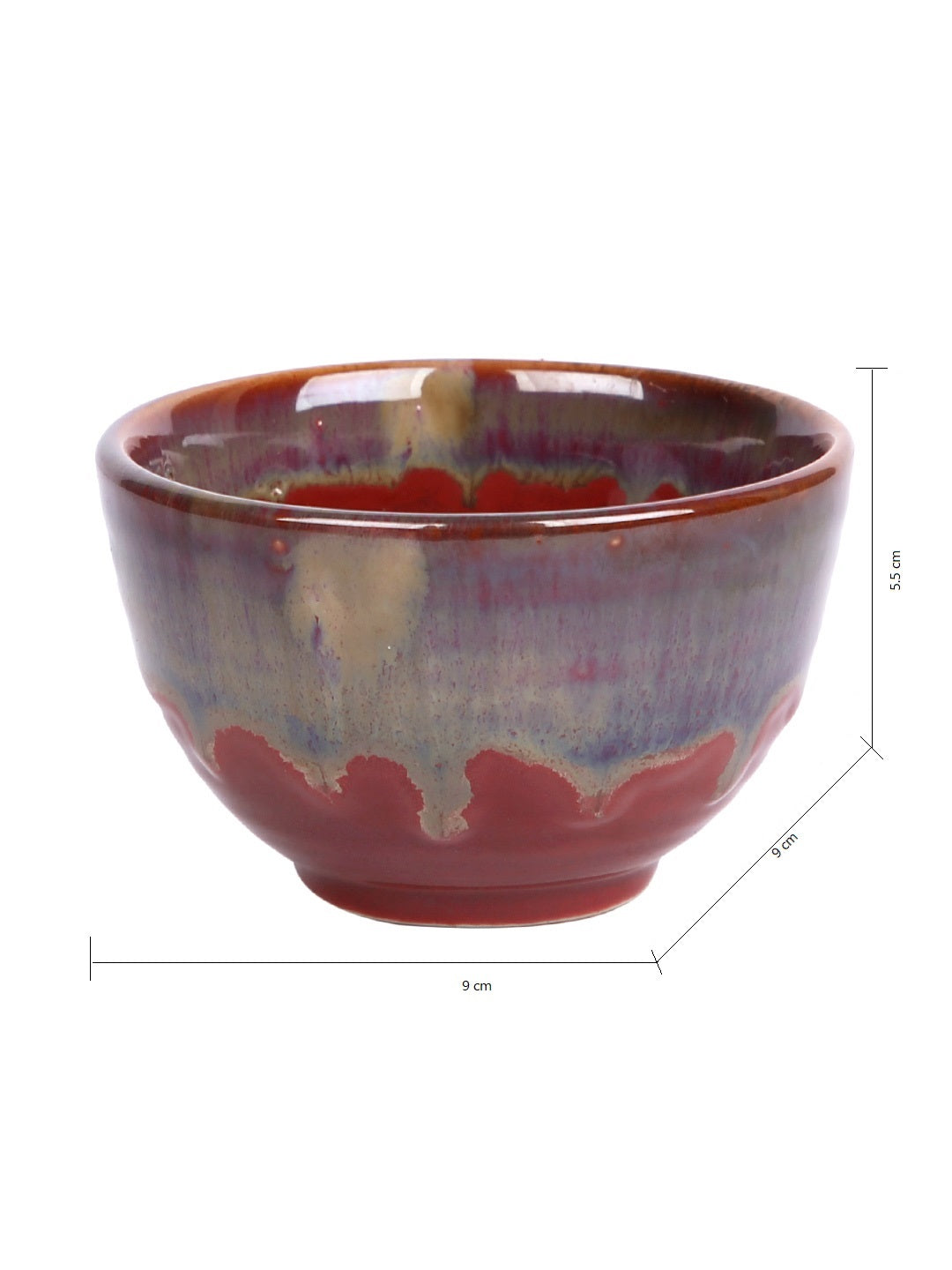 Fiery Red Ceramic Bowl Set of 2