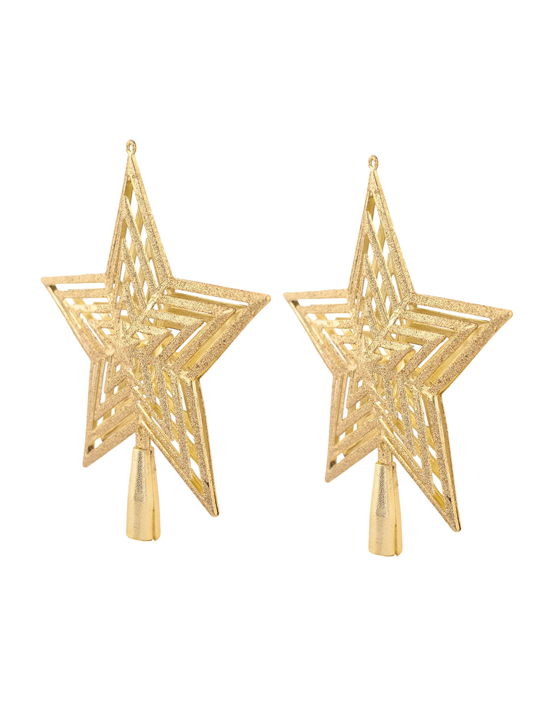Set Of 2 Yellow Shimmering Sparkle Star Topper
