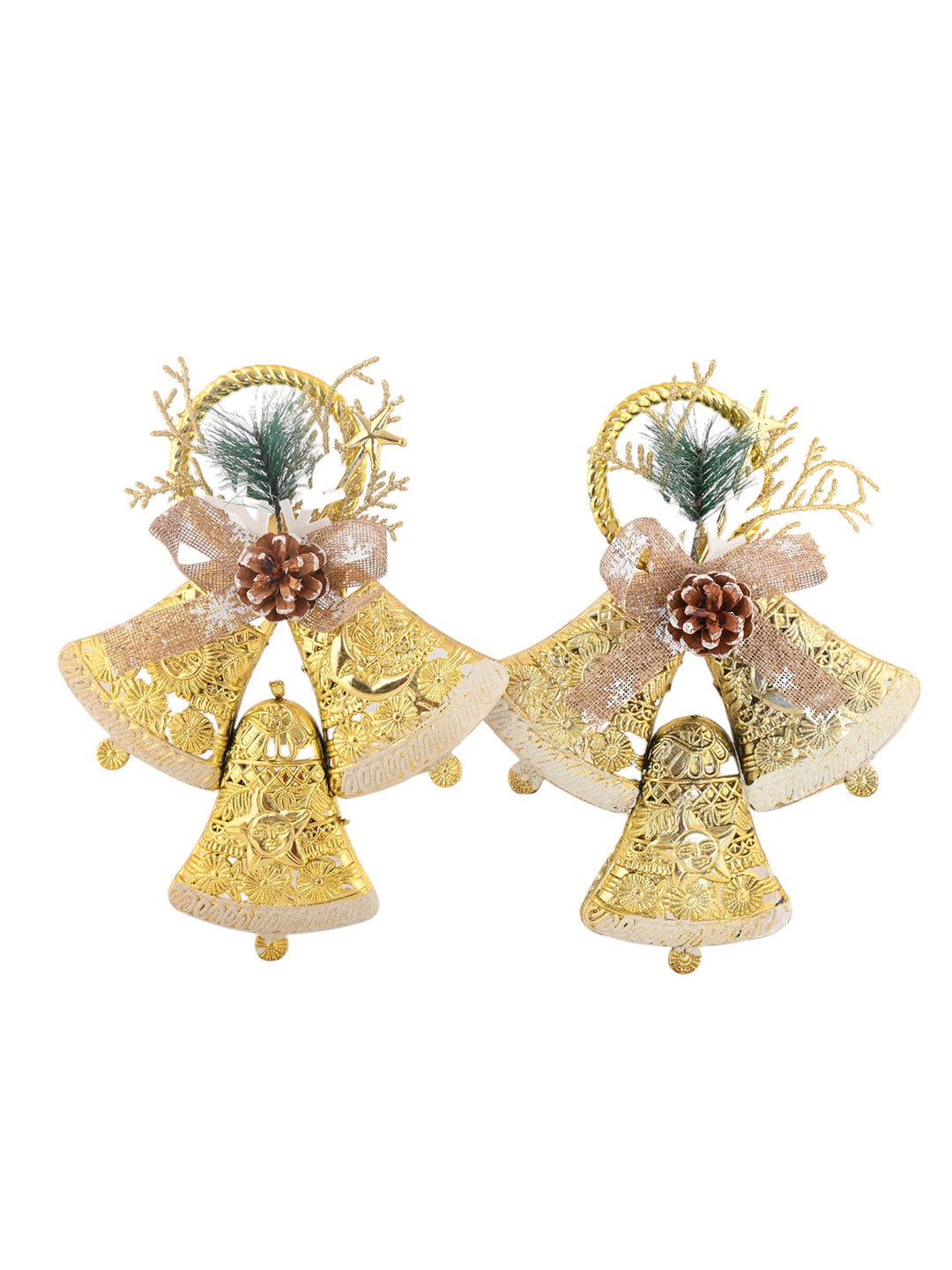 2-Pcs Yellow Hanging Half Jingle Bells