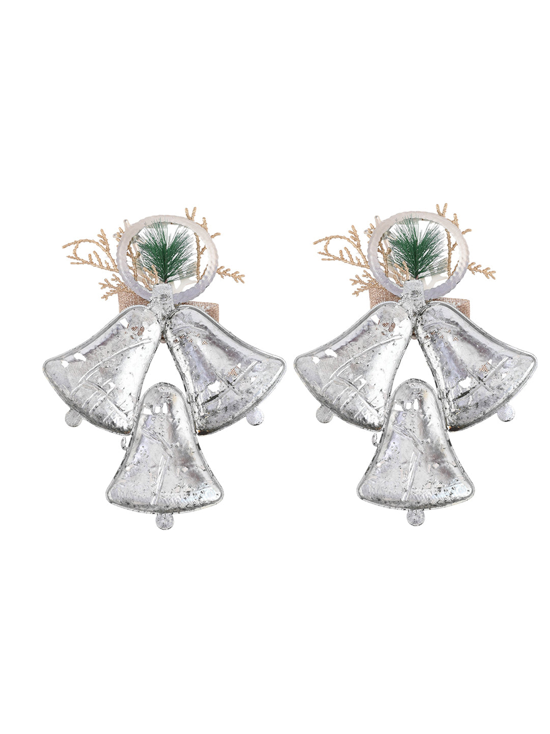 2-Pcs Grey Hanging Half Jingle Bells