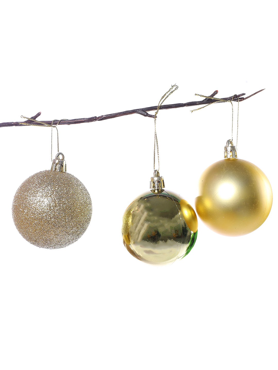 Set of 6 Golden Glitter Gala Bauble Set