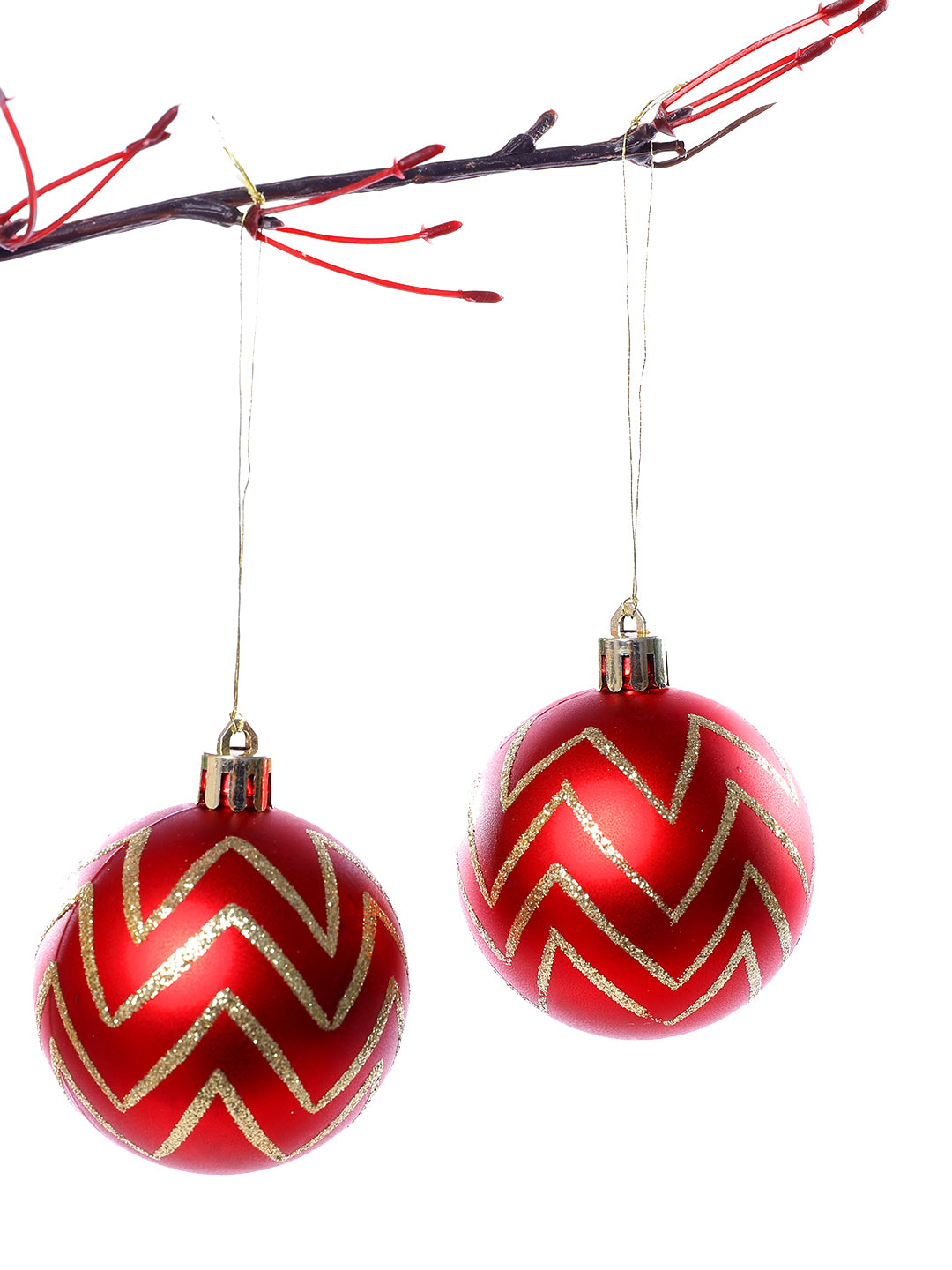 Set of 6 Sparkling Red Joy Christmas Ornaments