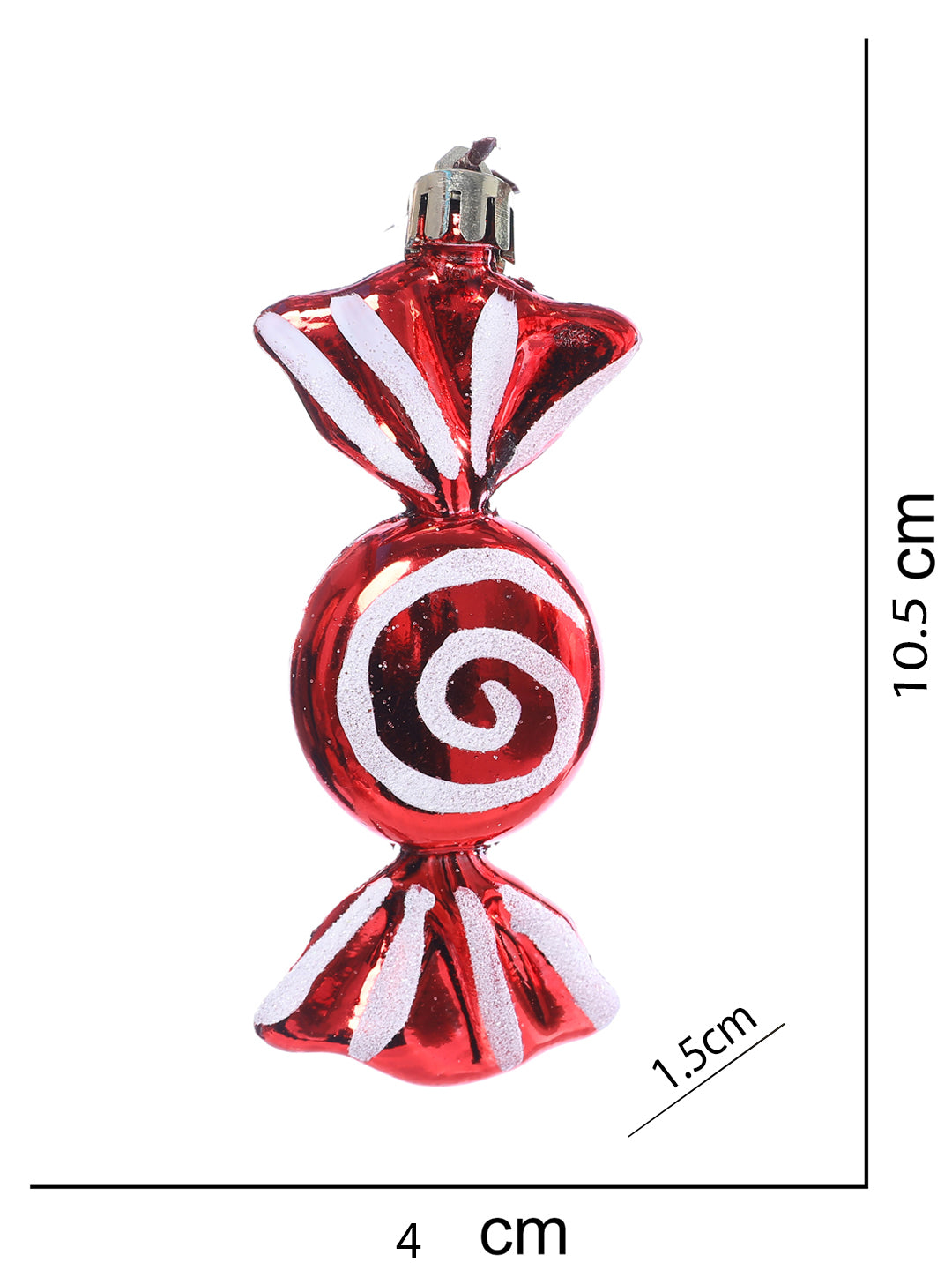 Set Of 6 Red & White Candy Cane Swirl Baubles Hangings