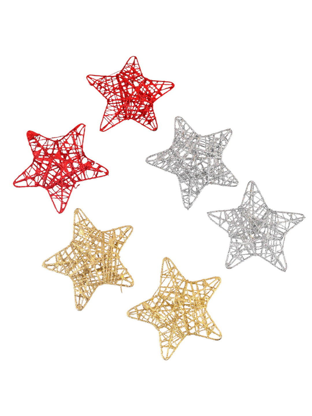 Set Of 12 Chic Metallic Star Ornaments