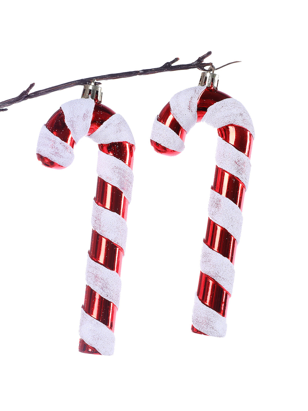 Set Of 2 Red & White Cany Cane Ornament