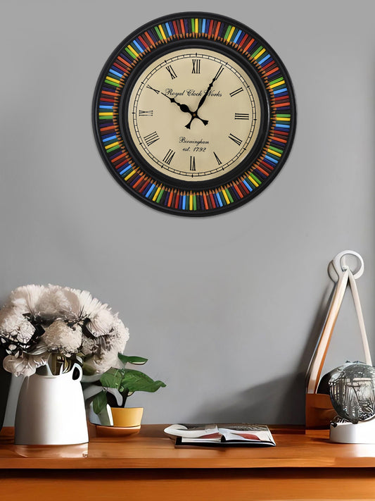 Multi-Coloured Pencil Wall Clock