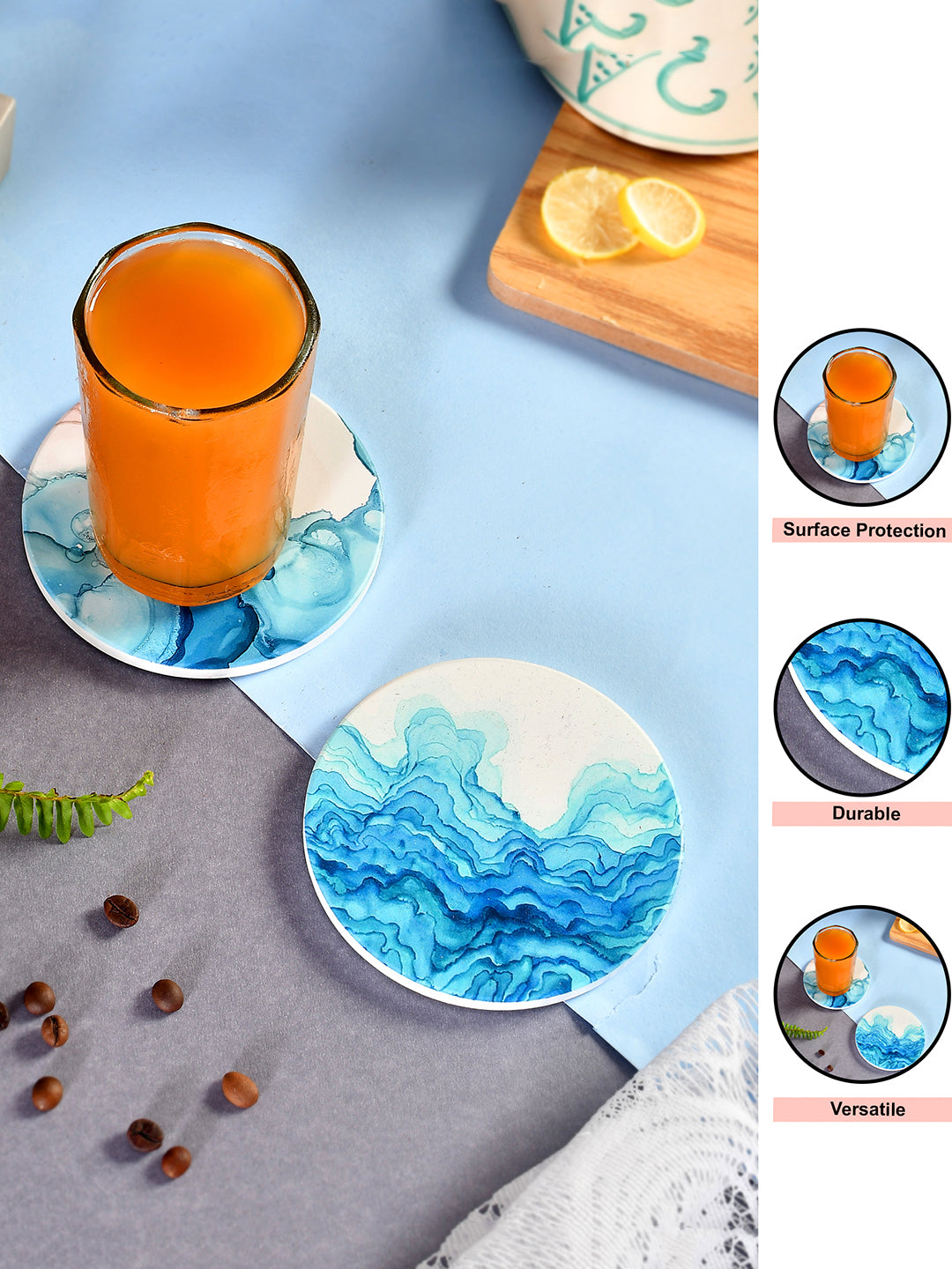 Set of 2 Ceramic Coasters