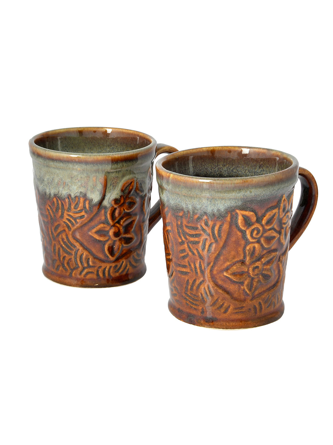 Set of 2 Brown Ceramic Cup