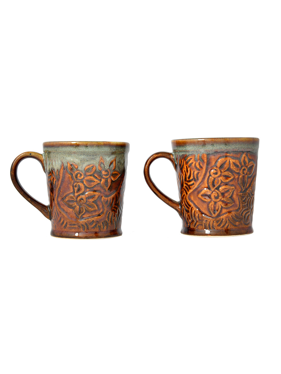 Set of 2 Brown Ceramic Cup