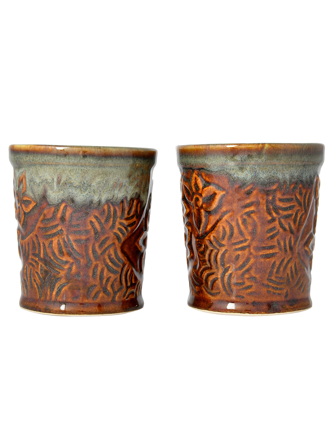 Set of 2 Brown Ceramic Cup