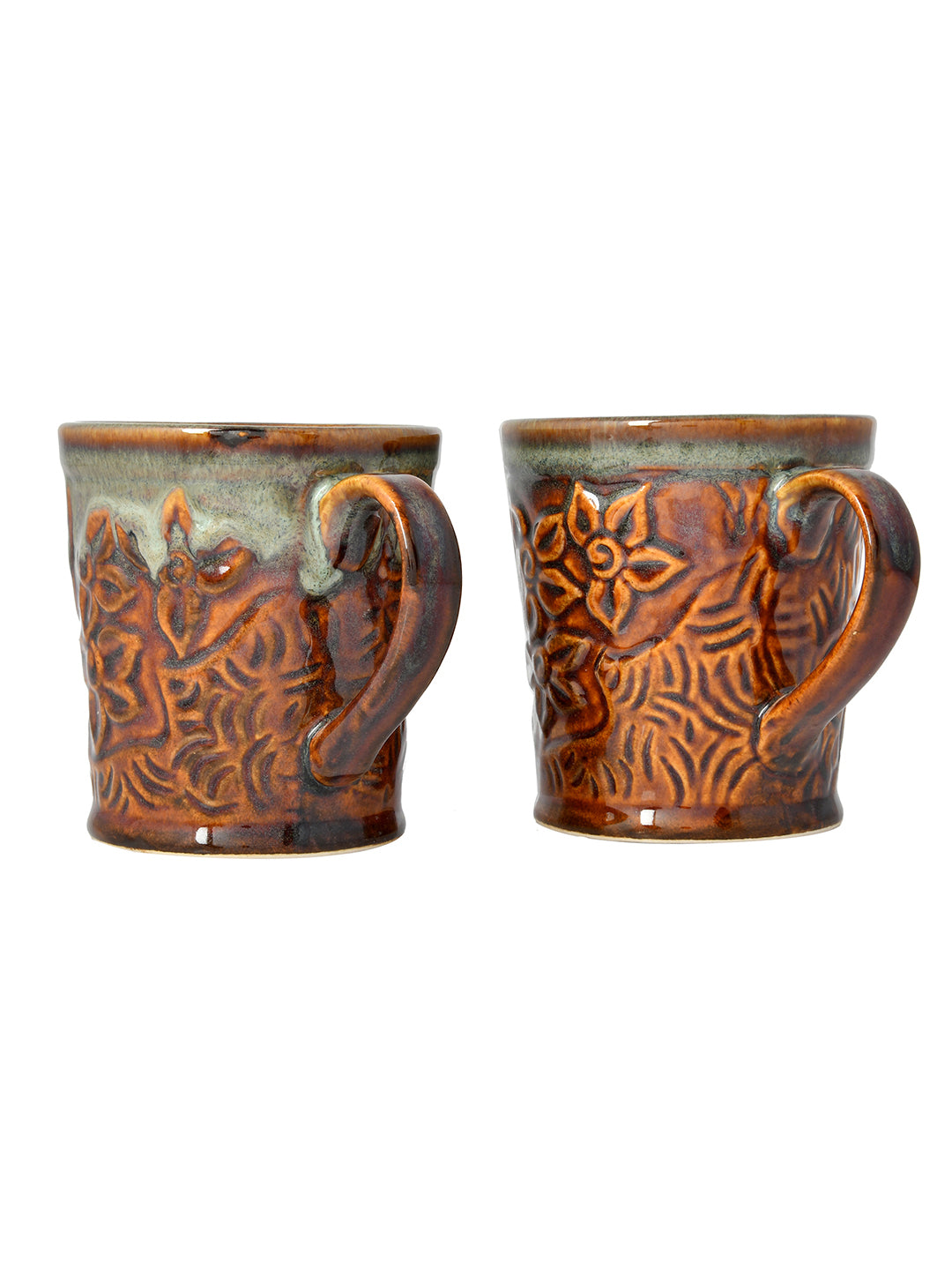 Set of 2 Brown Ceramic Cup