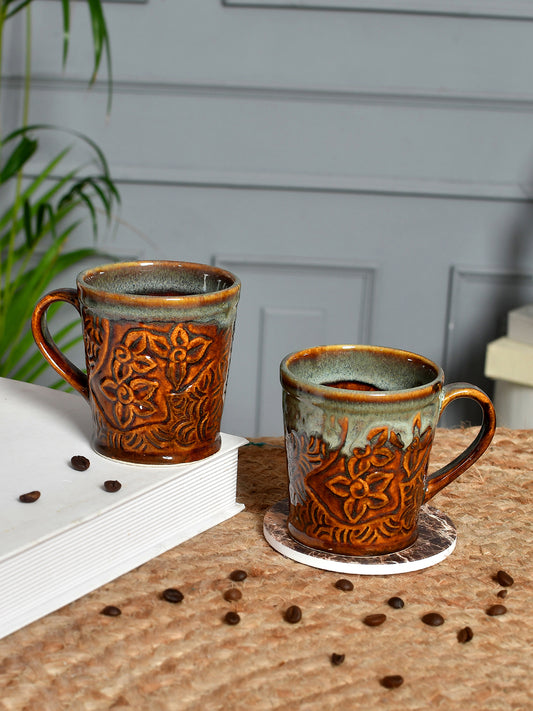 Set of 2 Brown Ceramic Cup