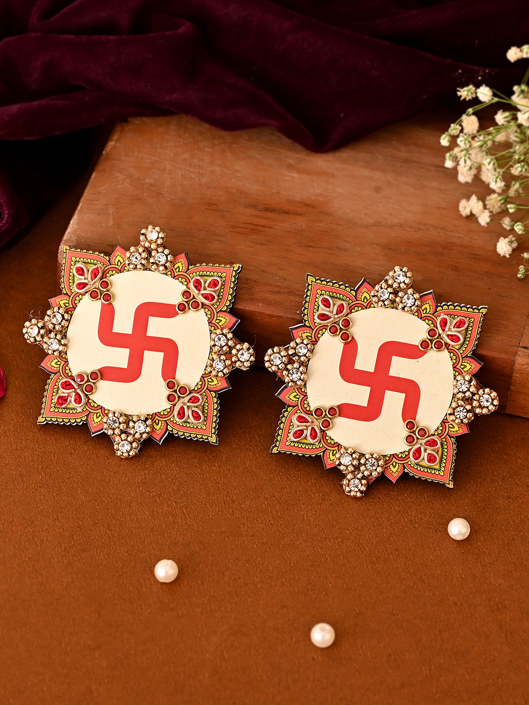 Swastik Design Decorative Hanging – Intricate Beaded Wall Ornament