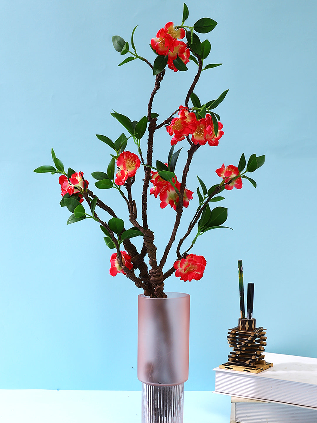 Red & Green Gardenia Artificial Flower
