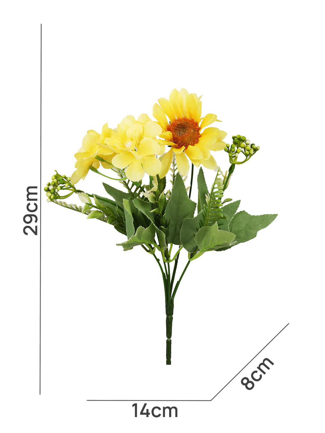 Yellow & Brown 2 Pieces Sunflower Artificial Flower