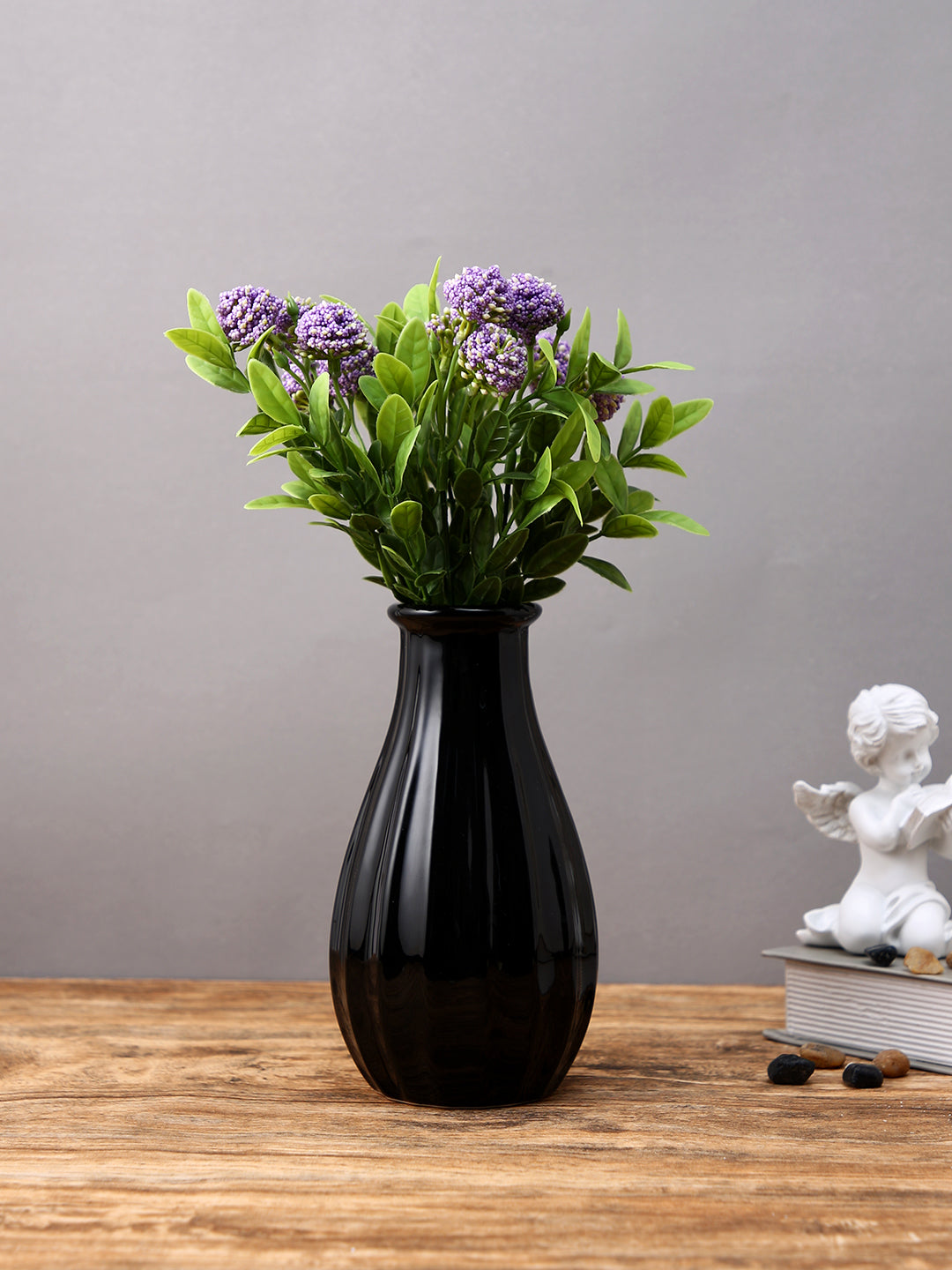 Purple & Green 2 Pieces Clover Artificial Flower