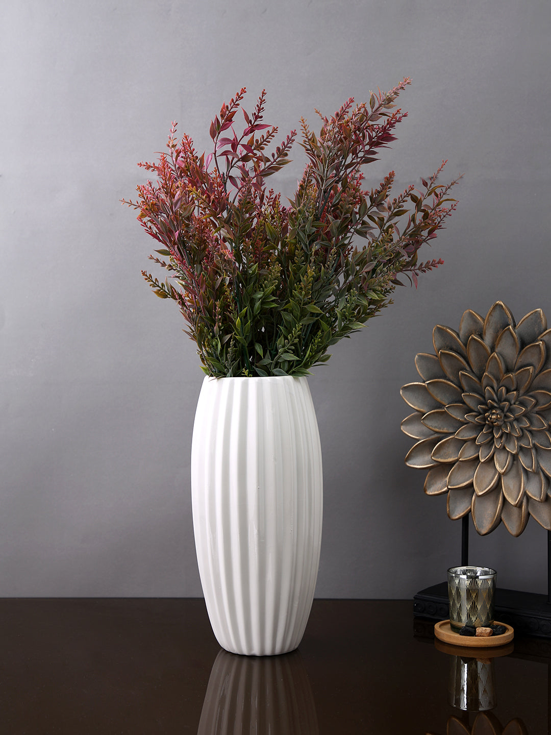 Red & Green 2 Pieces Fern Sprays Artificial Flower