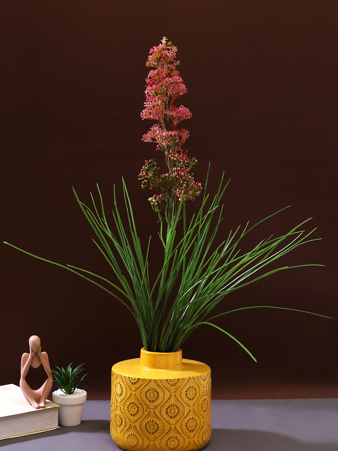 Red & Green 2 Pieces Millet Grass Artificial Flowers