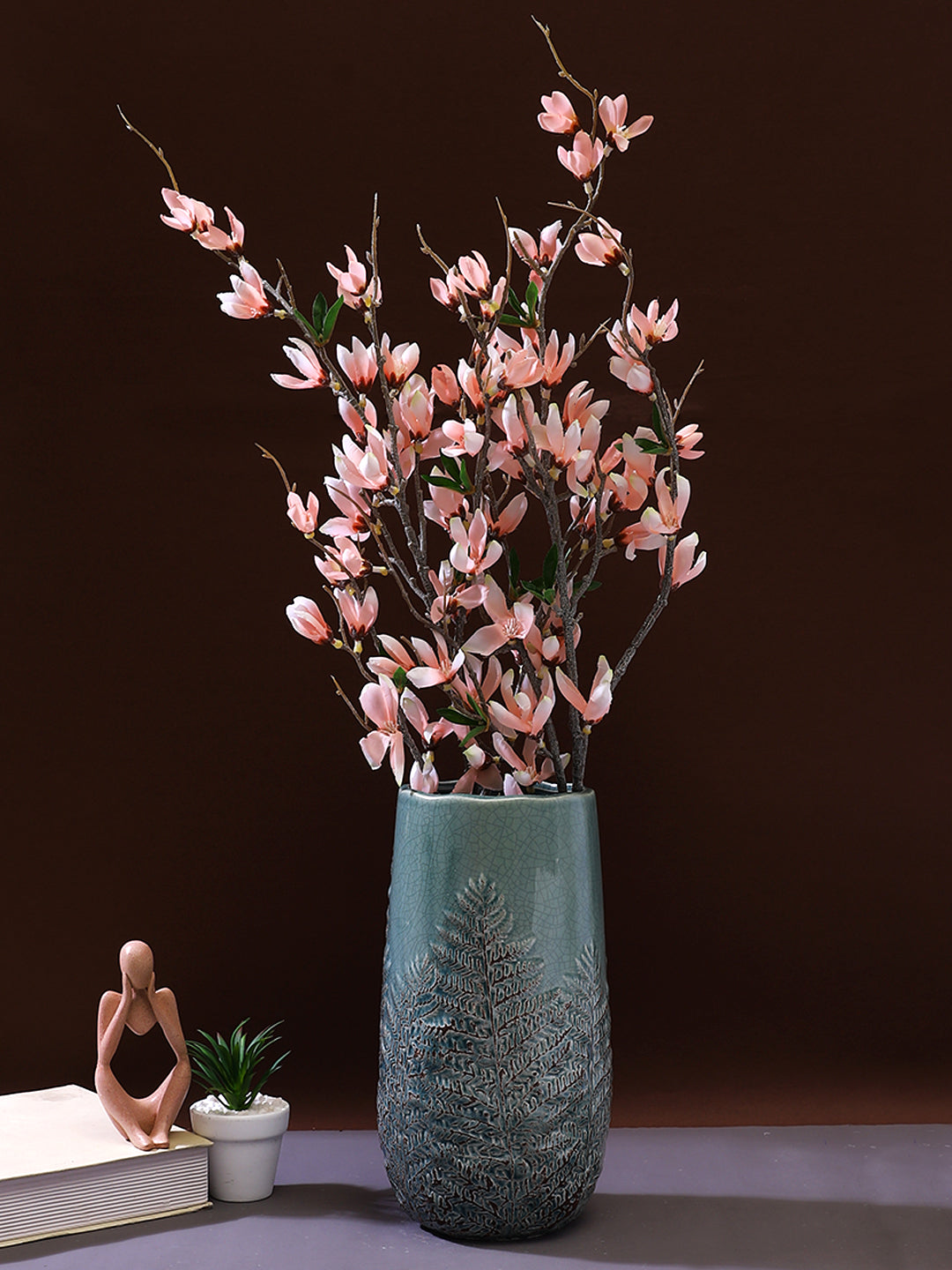 Pink And Brown 2 Pieces Magnolia Artificial Flower