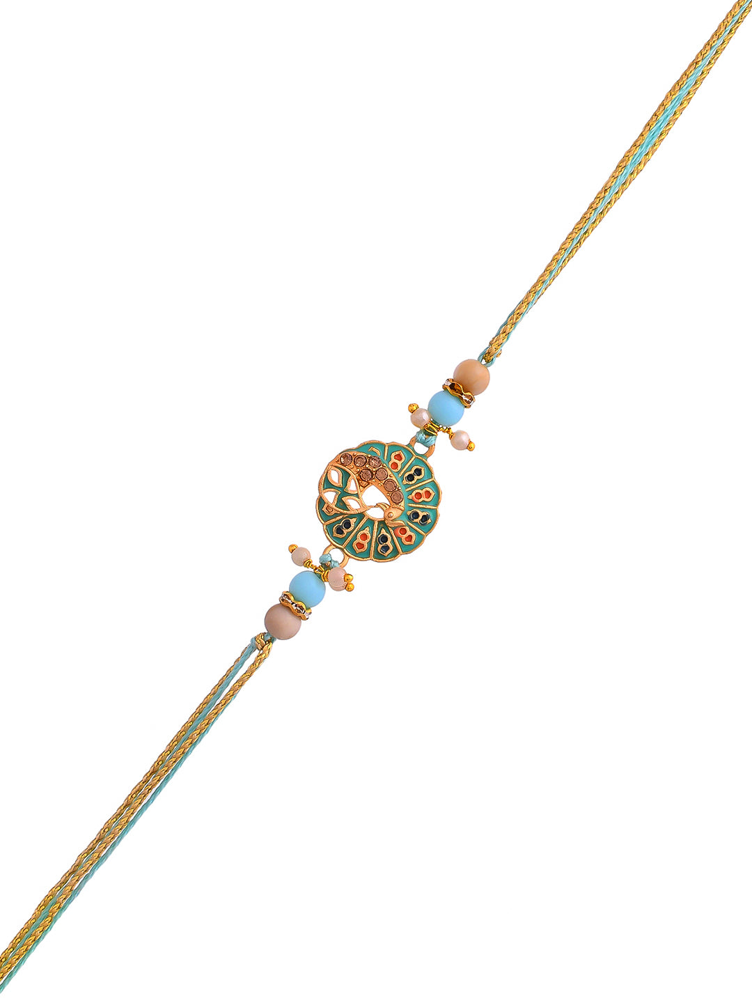 Elegant Stone work Multicoloured Enameled Rakhi