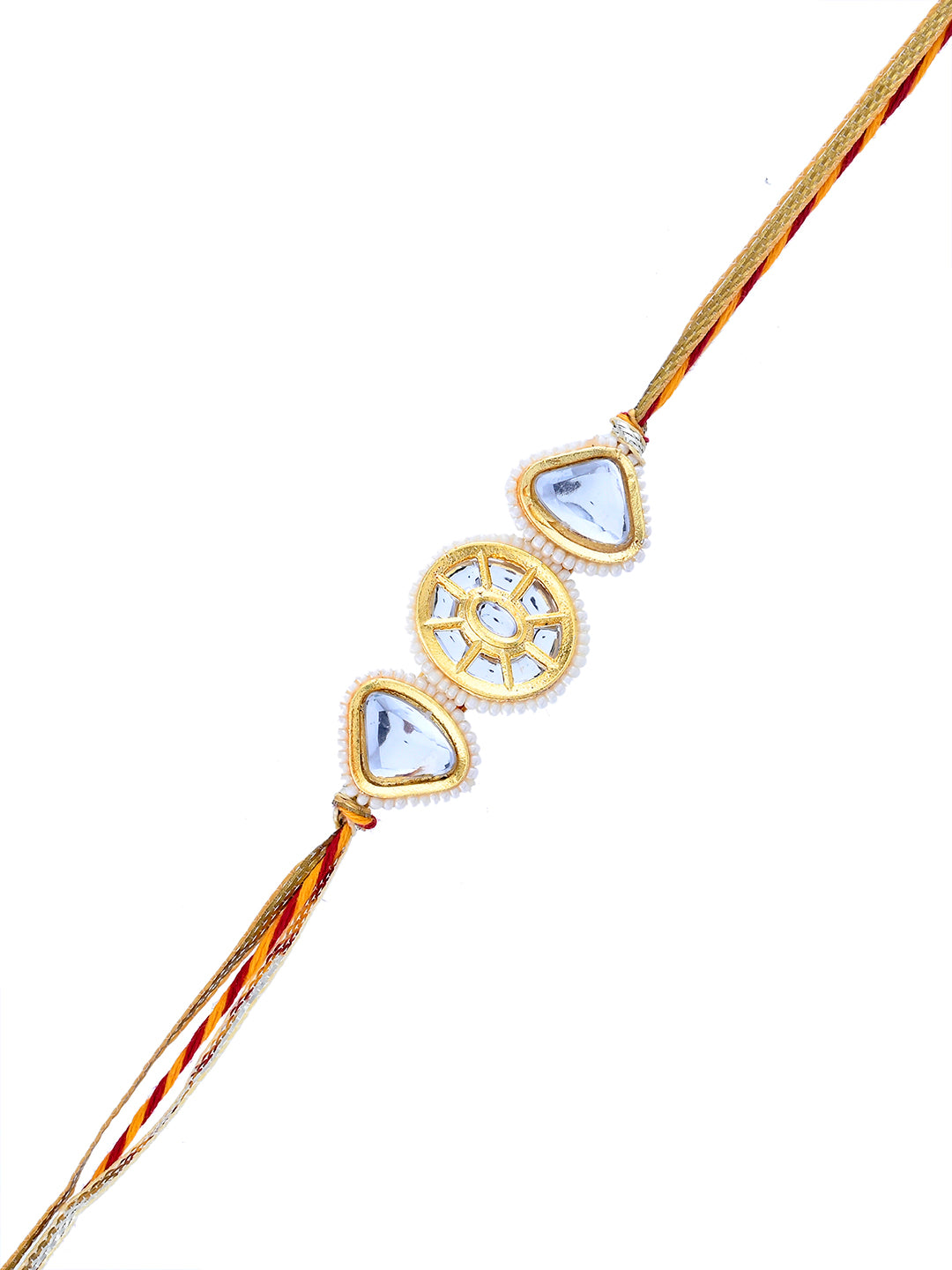 Kundan Rakhi with Tear Drop Stones and Ethnic Finish