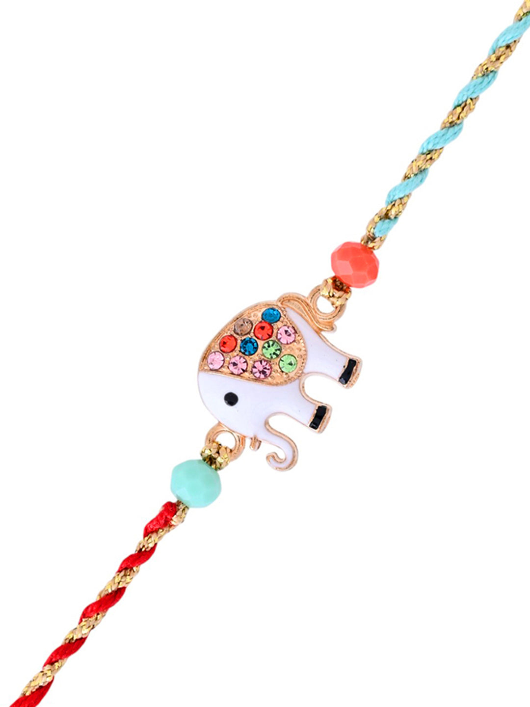 Playful Elephant Rakhi for Kids with Multicolor Threads and Charm