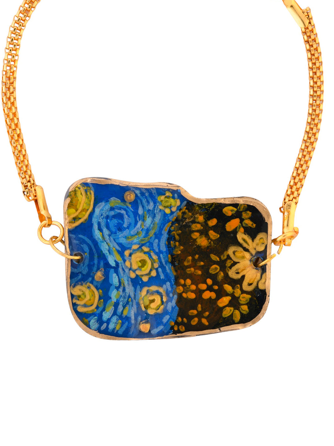Dreamy Oceanic Rectangle Gold Plated Bracelet Rakhi
