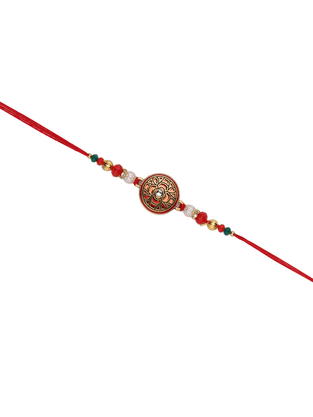 Gold & Red Circular Design Rakhi