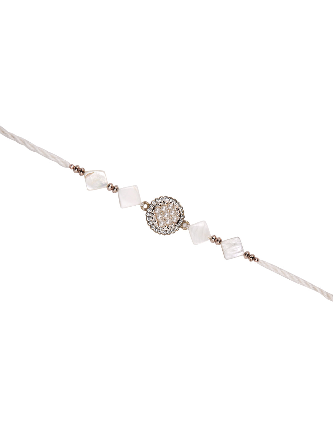 White Stone & Pearl Single Rakhi