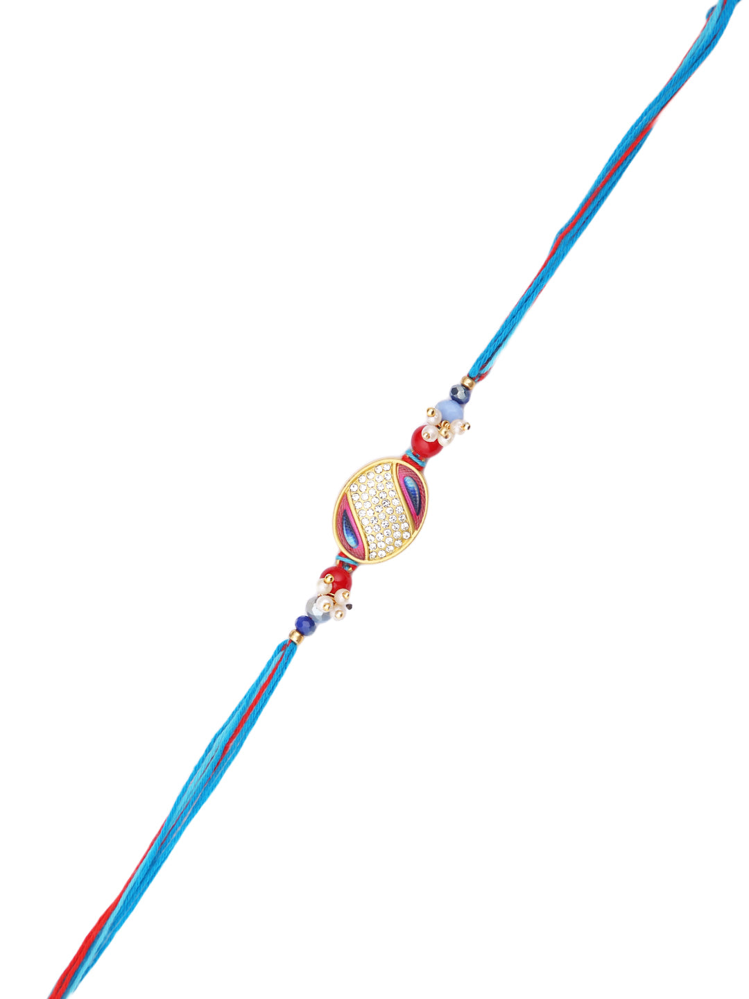 AD on Oval Designed Beaded Single Rakhi