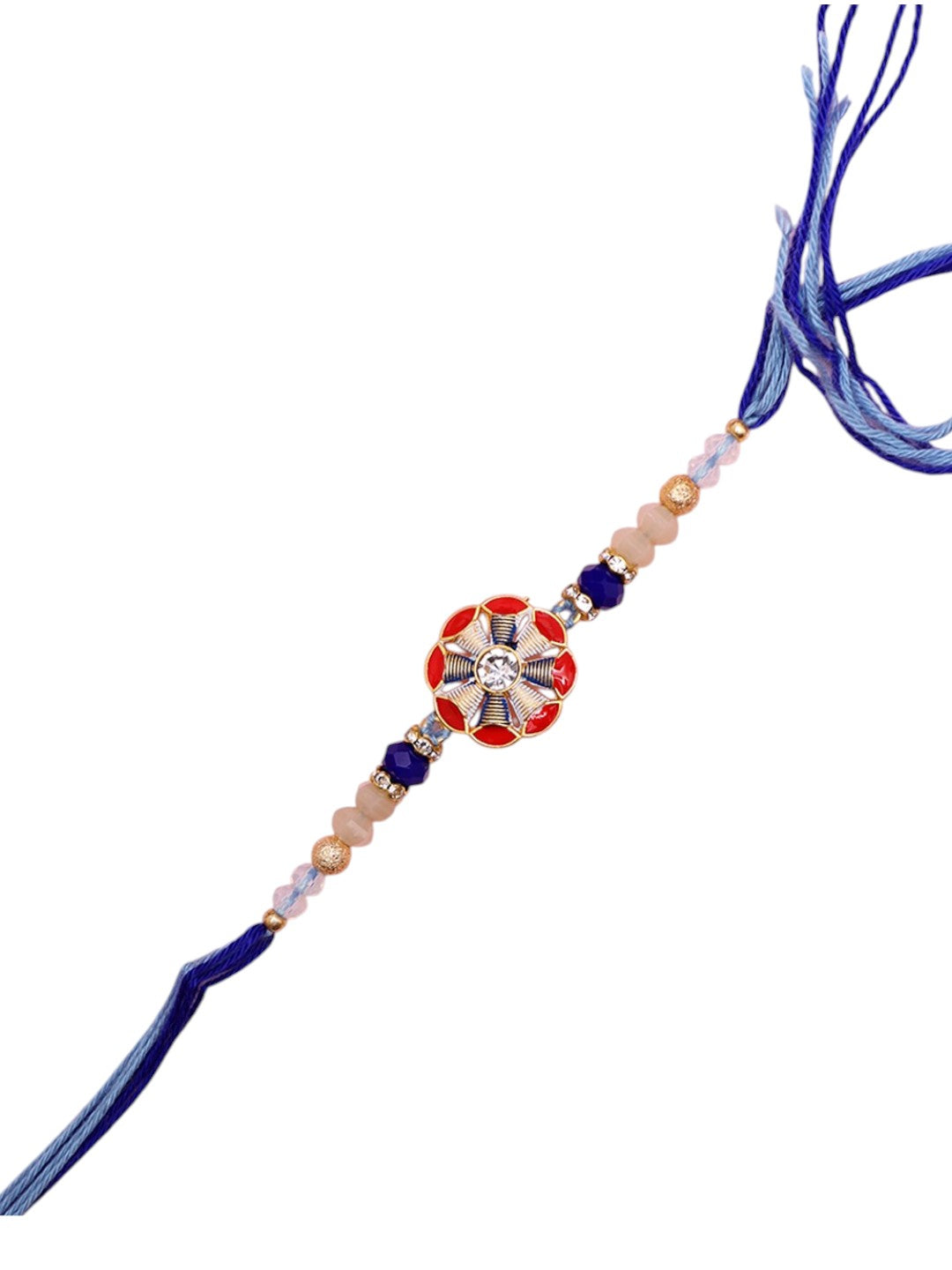 Handcrafted Rakhi with Crystal Star Center and Royal Threadwork