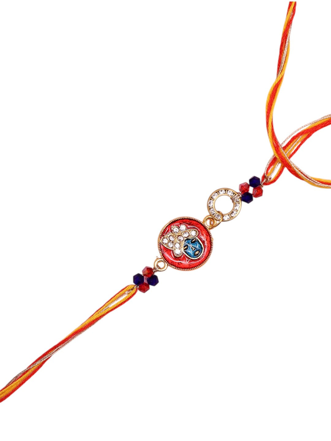 Divine Krishna Rakhi with Traditional Artwork and Vibrant Threadwork
