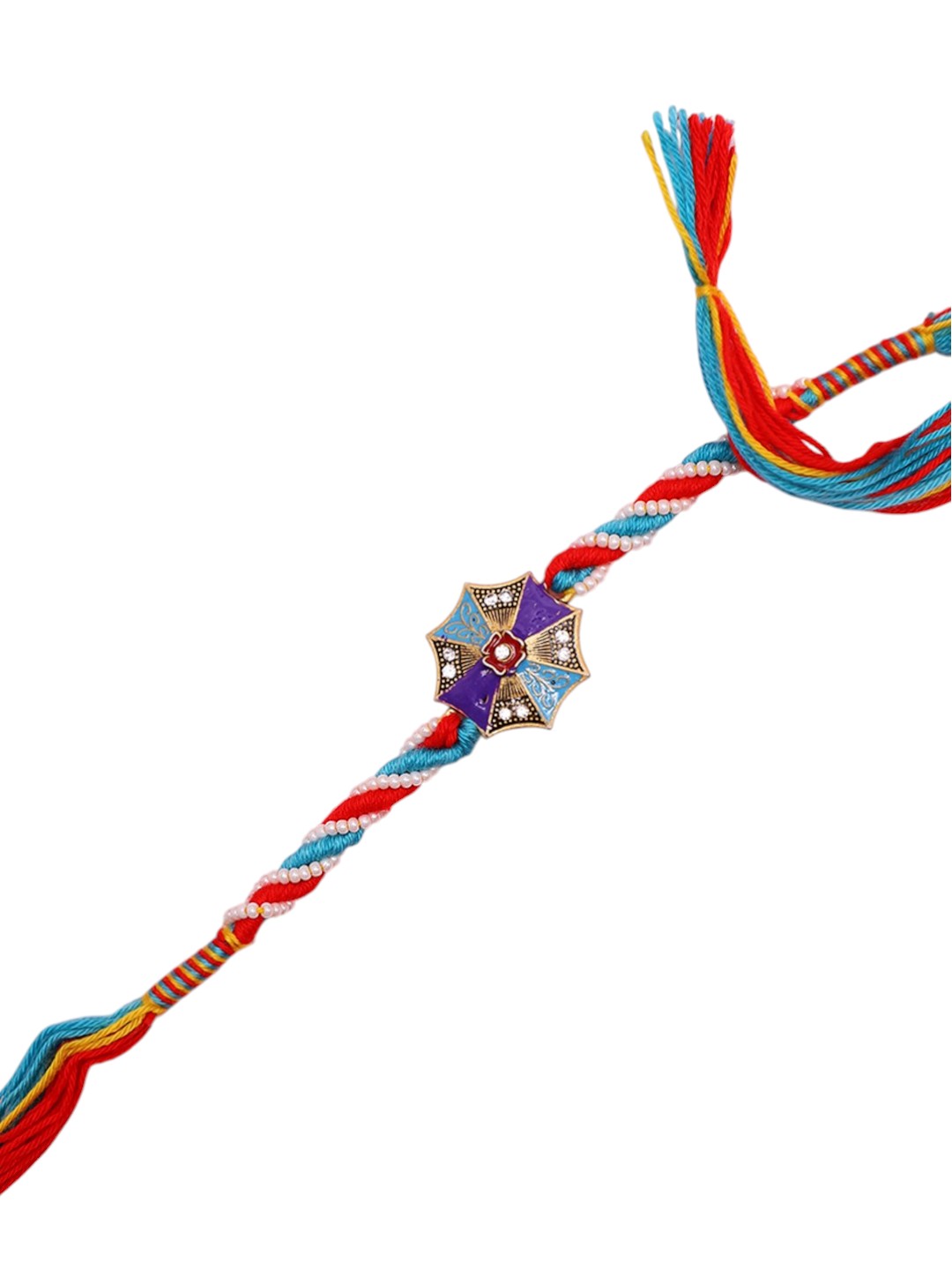 Handcrafted Mosaic Star Rakhi with Vibrant Thread Weave