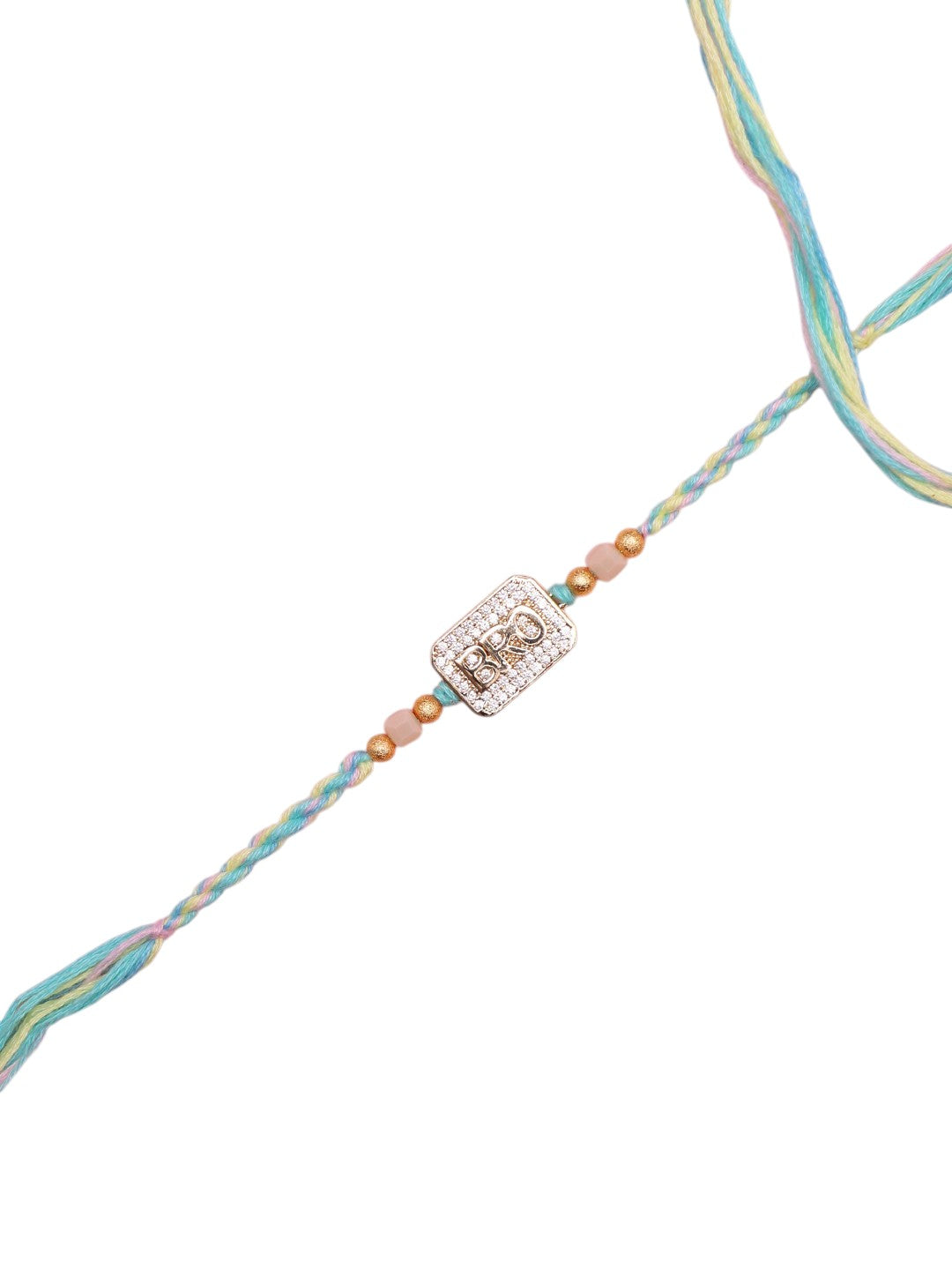 Elegant Handcrafted Rakhi with Subtle Shine and Pastel Weave