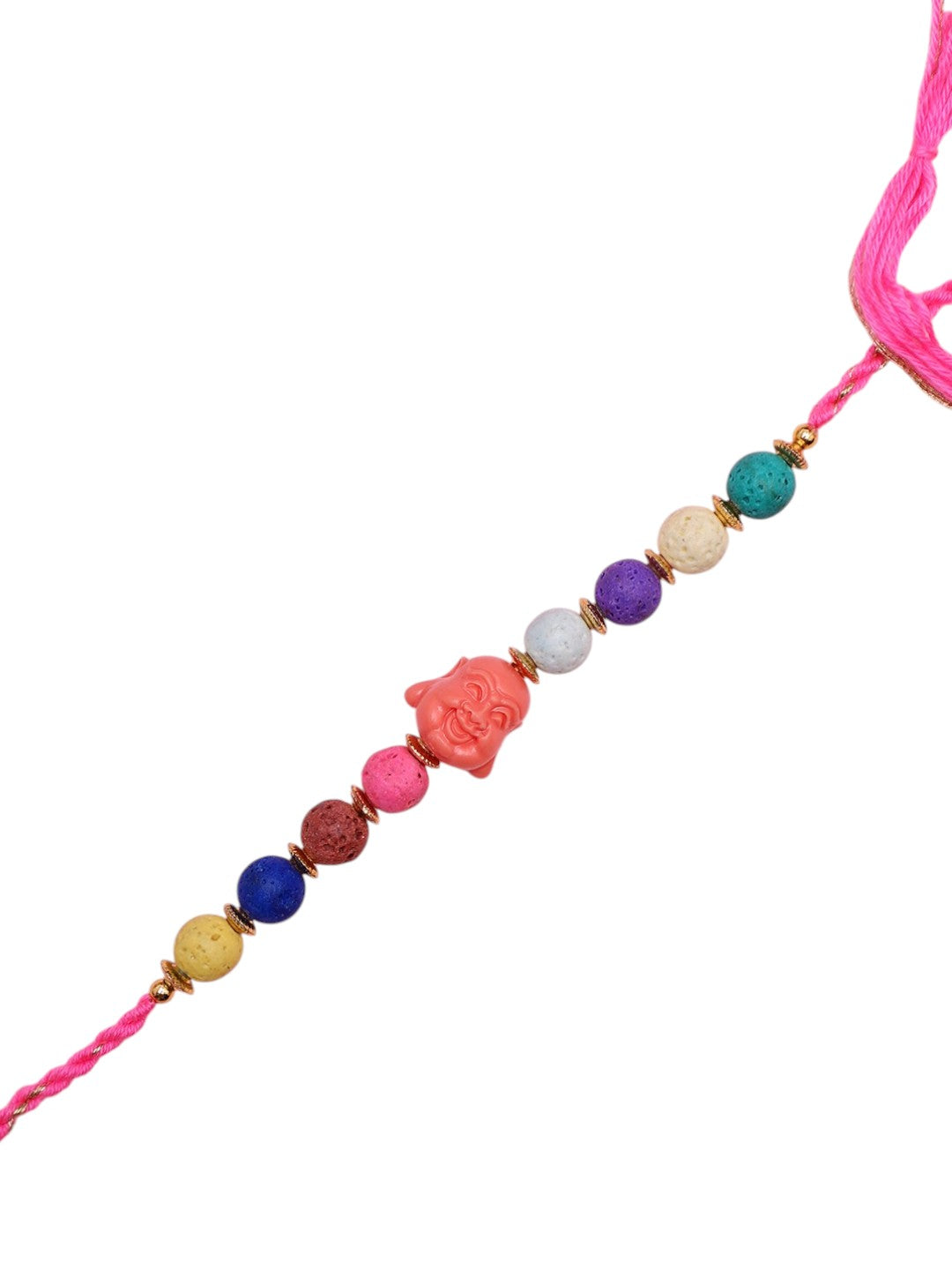 Spiritual Buddha Rakhi with Chakra-Inspired Multicolour Beads