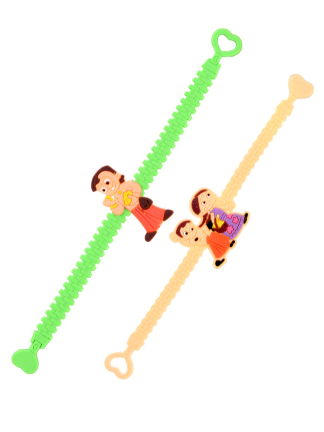 Green & Peach Chota Bheem & Chutki Rakhi Set of 2