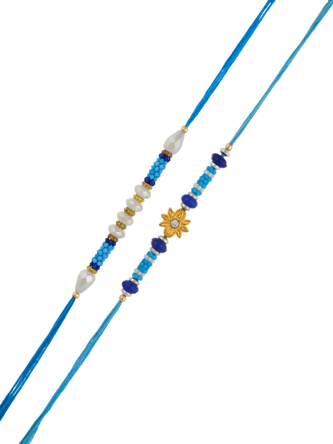 Blue & White Beaded Set of 2 Rakhi