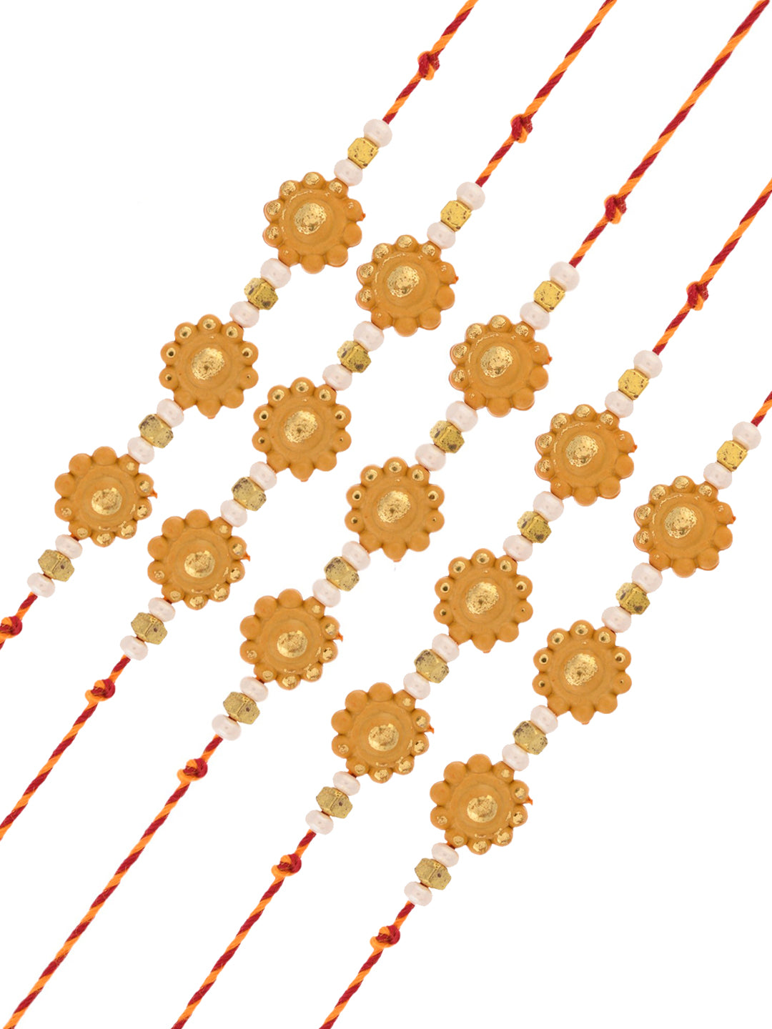 Set of 5 Yellow Flowers Design Rakhi