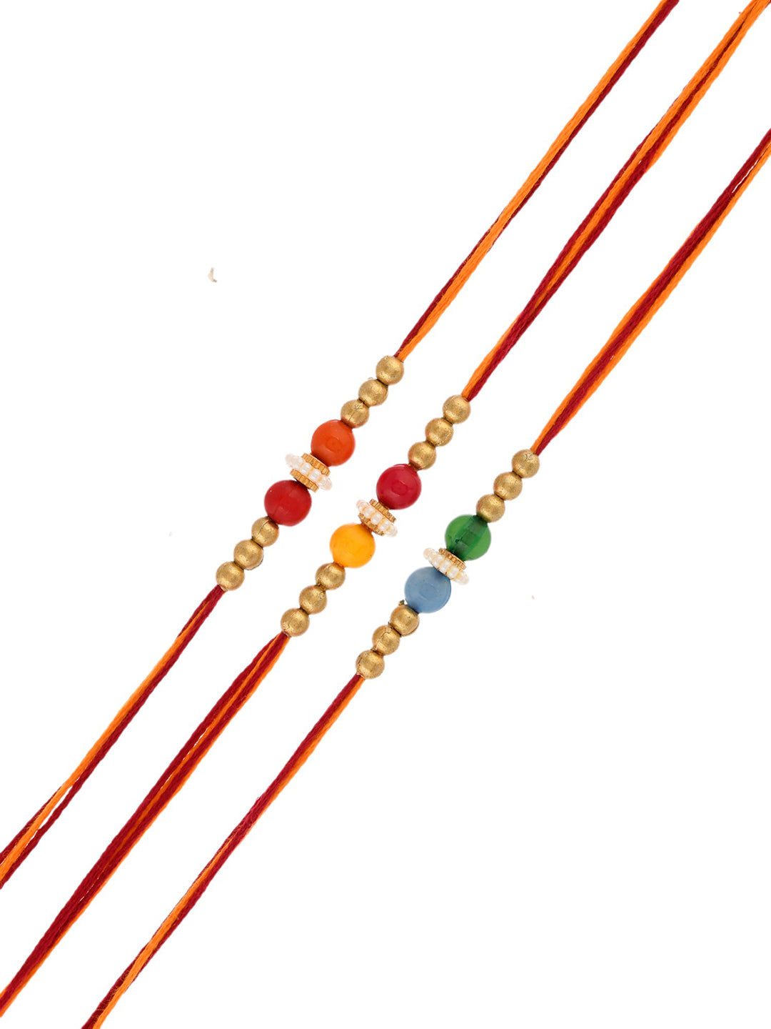 Set of 3 Multicolored Beaded Rakhi