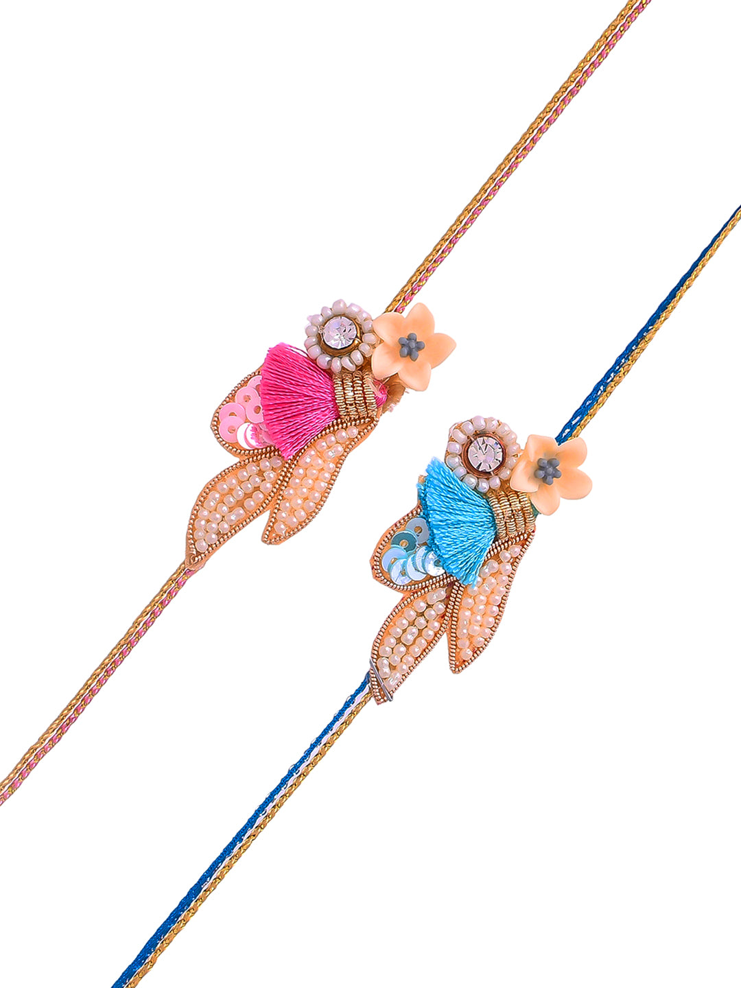Set of 2 Thread & Beads Work Rakhi