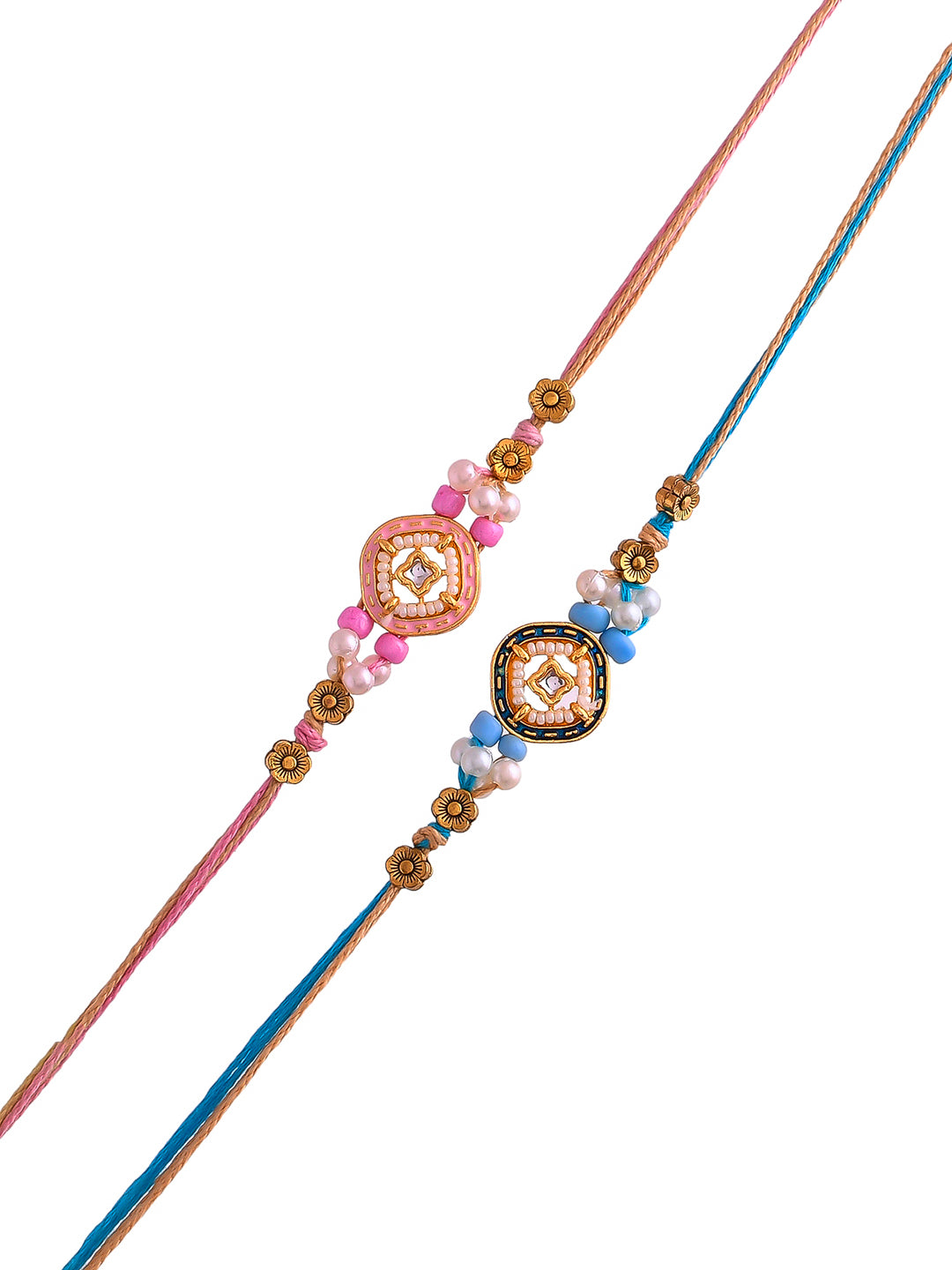 Set of 2 Simple Kundan Designed Rakhi